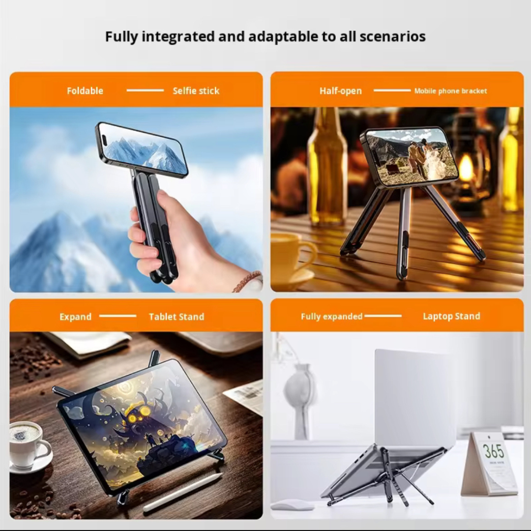 WaraStand Pro™ – Support magnétique pliable 4-en-1 en alliage d’aluminium Pliable & Design Premium