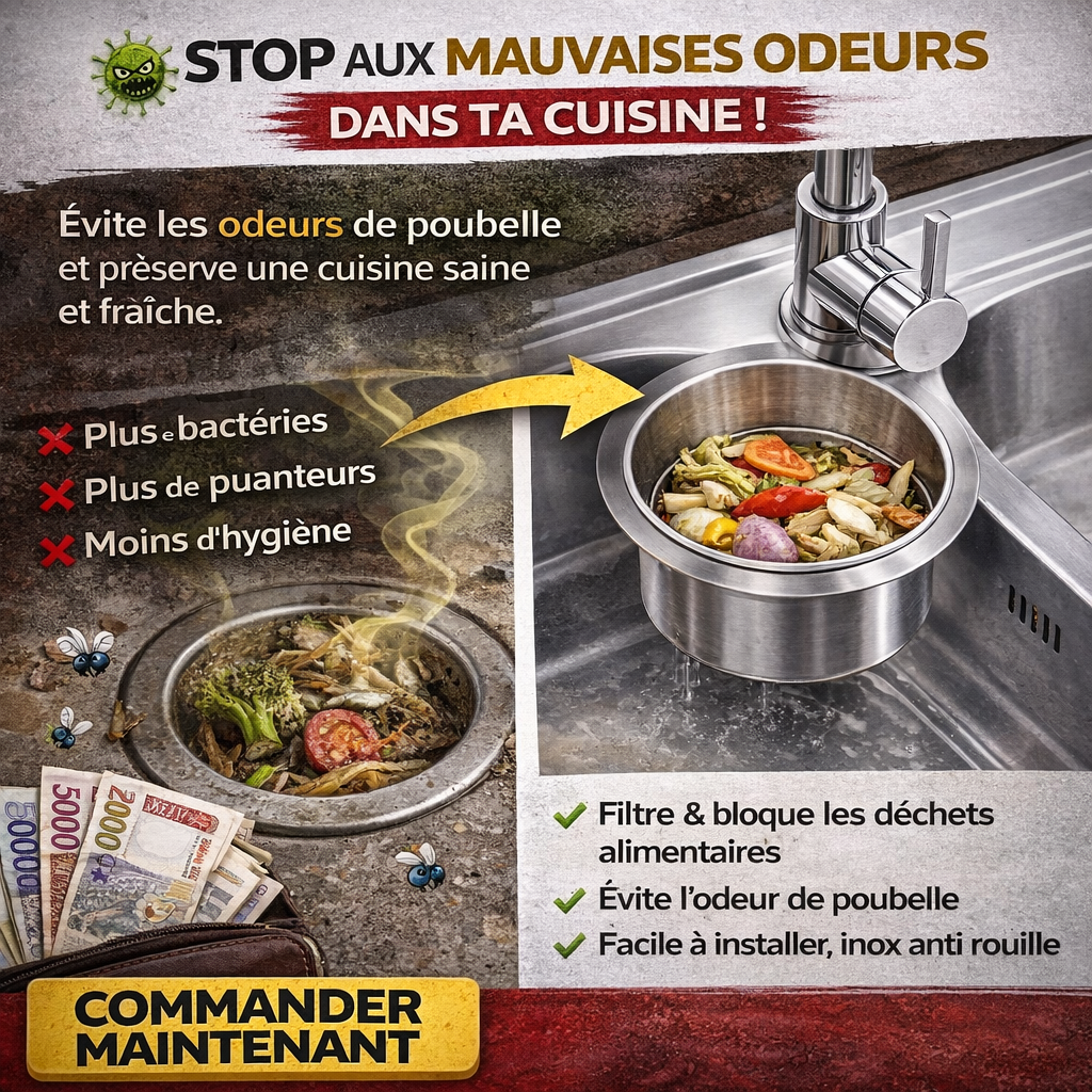 🍅 Filtre d’Évier Inox Suspendu – La Solution Maline pour une Cuisine Propre