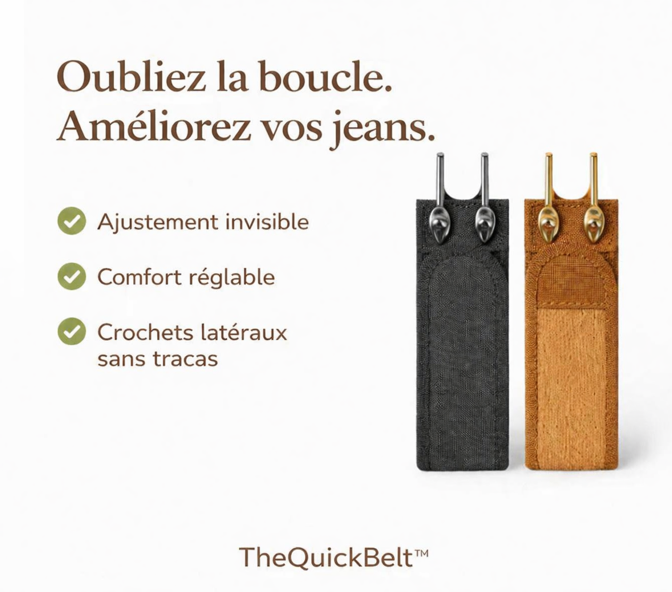 QuickBelt™ – Ajusteur de pantalon invisible (Pack 2 unités) | Confort sans ceinture