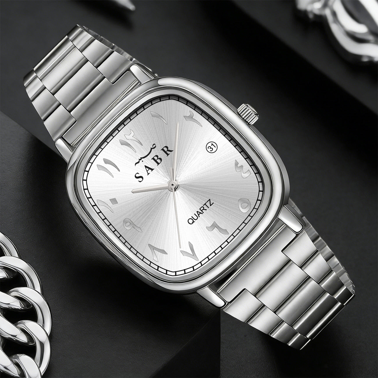 Montre SABR™ Prestige – Montre élégante avec chiffres arabes et bracelet acier